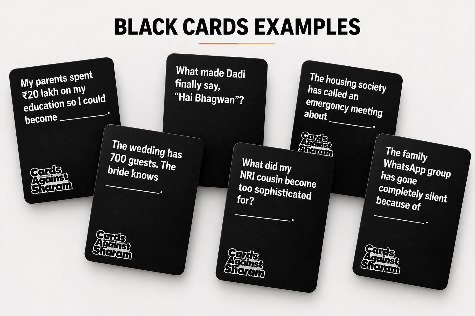 Cards Against Sharam black cards